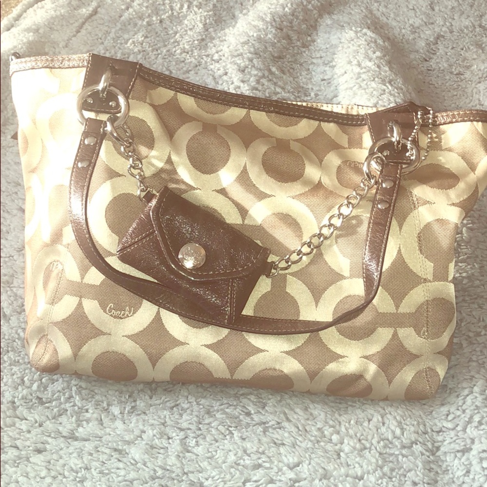 Large light brown coach purse